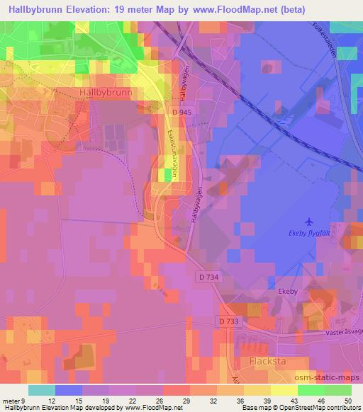 Hallbybrunn,Sweden Elevation Map