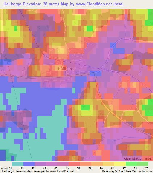 Hallberga,Sweden Elevation Map