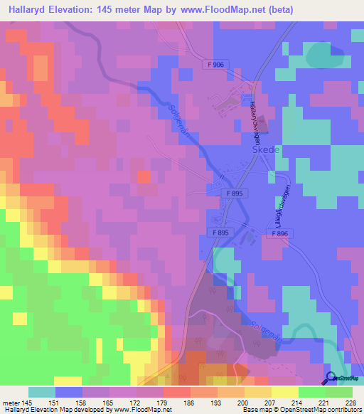 Hallaryd,Sweden Elevation Map