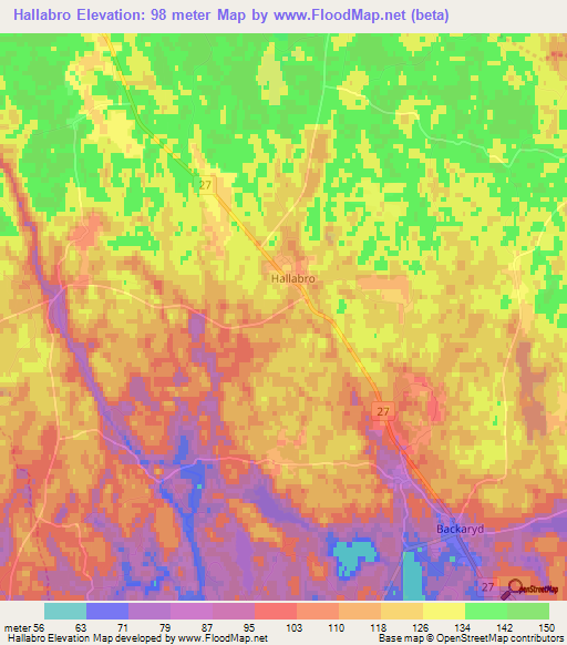 Hallabro,Sweden Elevation Map