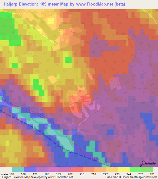 Haljarp,Sweden Elevation Map