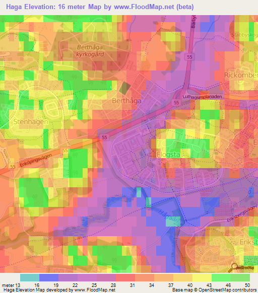 Haga,Sweden Elevation Map