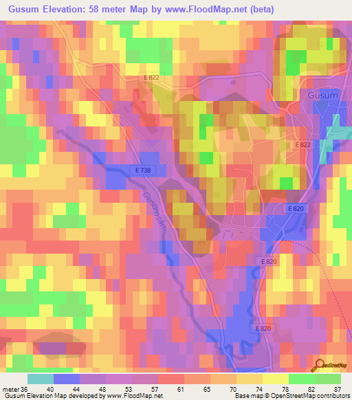 Gusum,Sweden Elevation Map