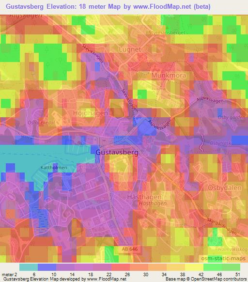 Gustavsberg,Sweden Elevation Map