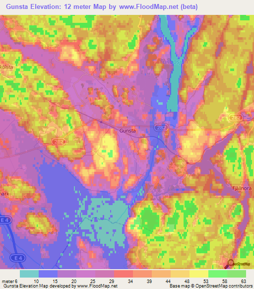 Gunsta,Sweden Elevation Map