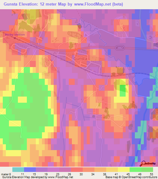 Gunsta,Sweden Elevation Map