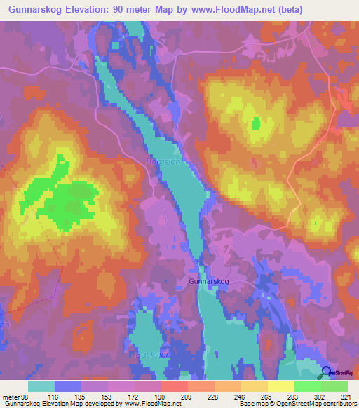 Gunnarskog,Sweden Elevation Map