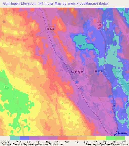 Gullringen,Sweden Elevation Map