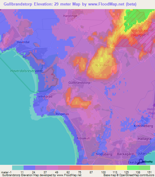 Gullbrandstorp,Sweden Elevation Map