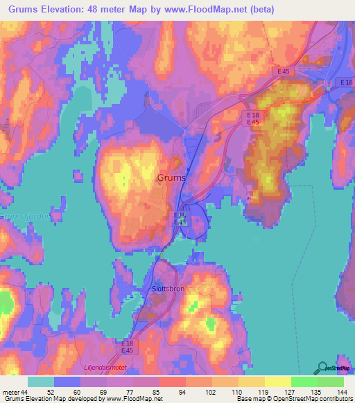 Grums,Sweden Elevation Map