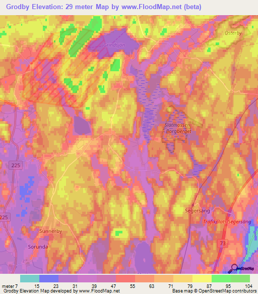 Grodby,Sweden Elevation Map