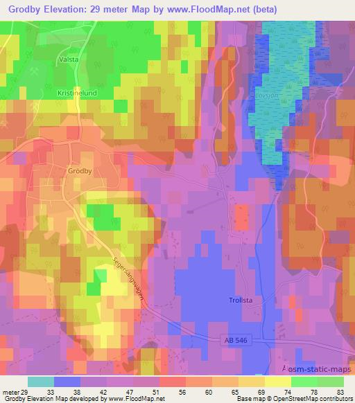 Grodby,Sweden Elevation Map