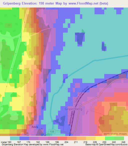 Gripenberg,Sweden Elevation Map