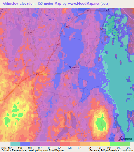 Grimslov,Sweden Elevation Map