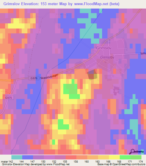 Grimslov,Sweden Elevation Map