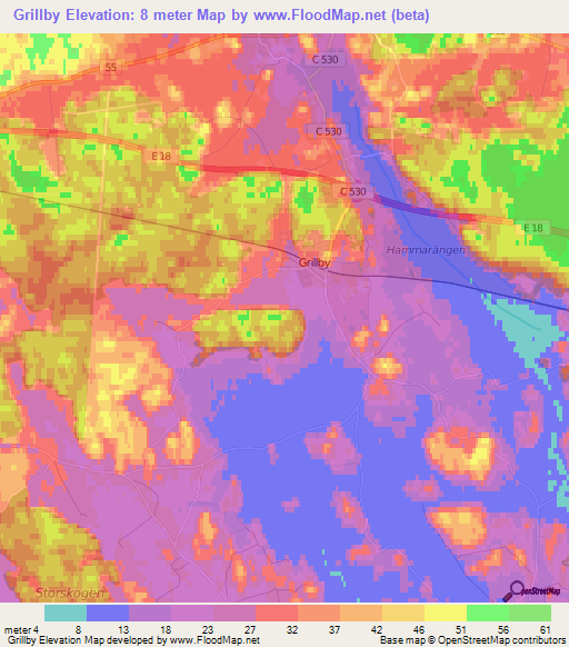 Grillby,Sweden Elevation Map