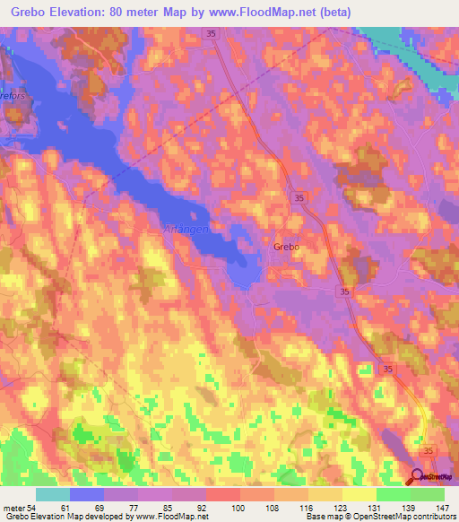 Grebo,Sweden Elevation Map