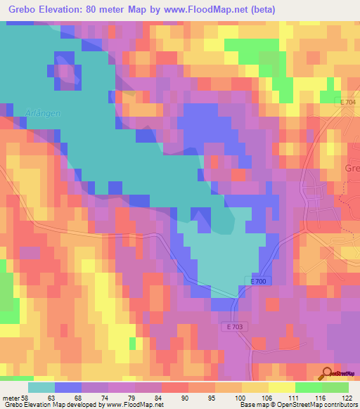 Grebo,Sweden Elevation Map