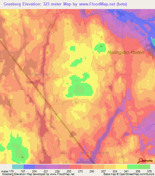 Grasberg,Sweden Elevation Map