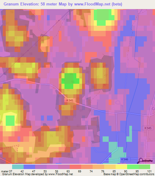 Granum,Sweden Elevation Map