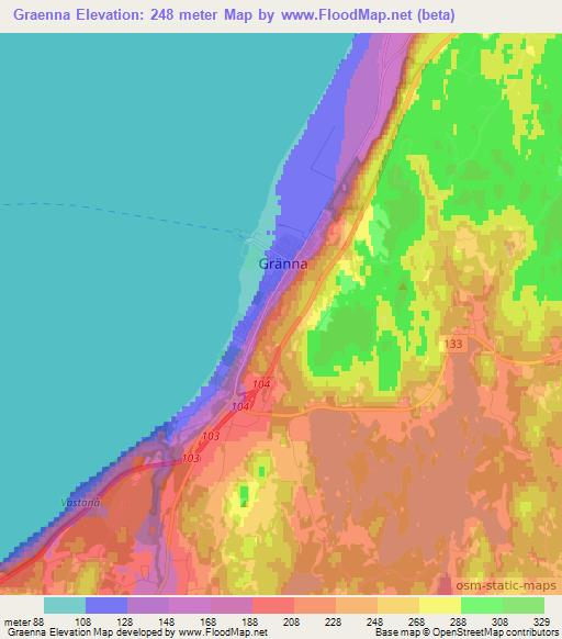 Graenna,Sweden Elevation Map