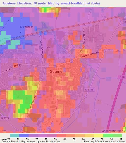 Goetene,Sweden Elevation Map