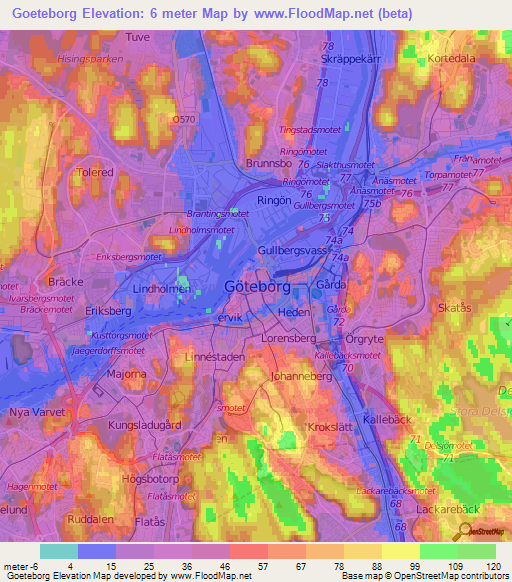 Goeteborg,Sweden Elevation Map