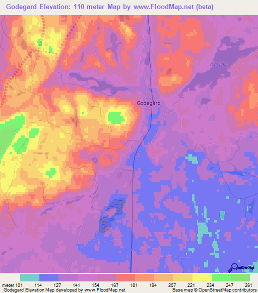 Godegard,Sweden Elevation Map