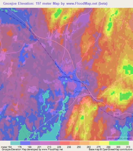 Gnosjoe,Sweden Elevation Map