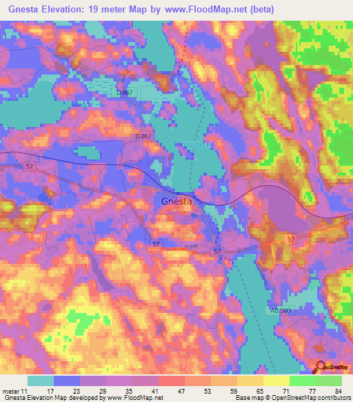 Gnesta,Sweden Elevation Map