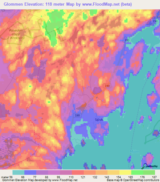 Glommen,Sweden Elevation Map