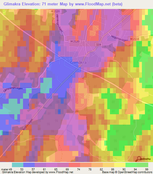 Glimakra,Sweden Elevation Map