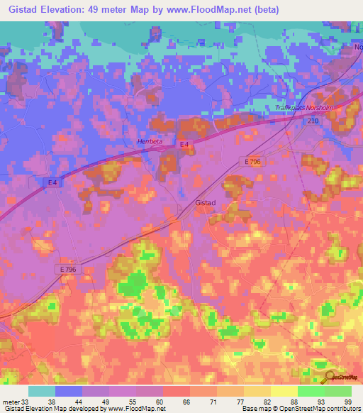 Gistad,Sweden Elevation Map