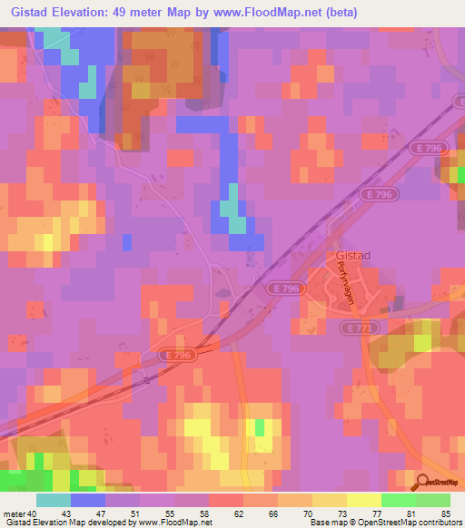 Gistad,Sweden Elevation Map