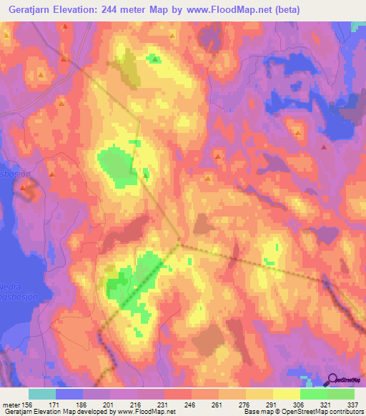 Geratjarn,Sweden Elevation Map