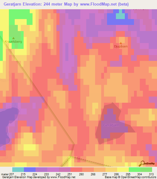 Geratjarn,Sweden Elevation Map