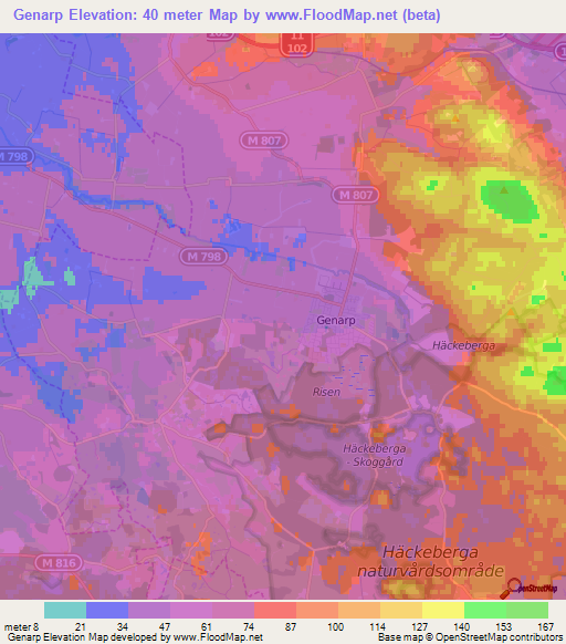 Genarp,Sweden Elevation Map