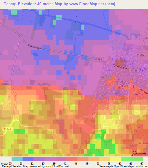 Genarp,Sweden Elevation Map