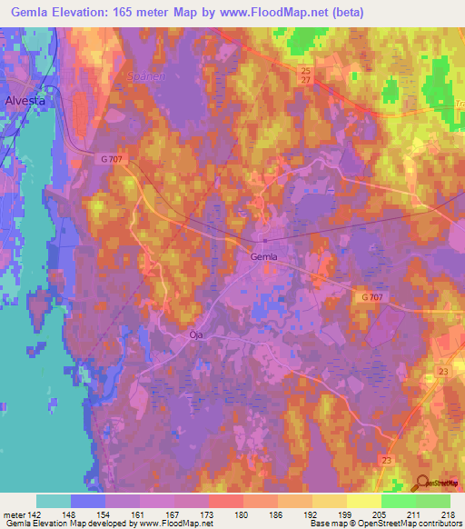 Gemla,Sweden Elevation Map