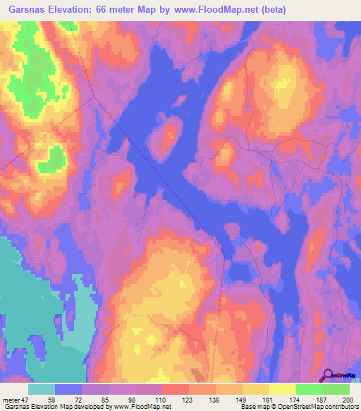 Garsnas,Sweden Elevation Map