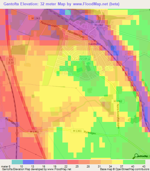 Gantofta,Sweden Elevation Map