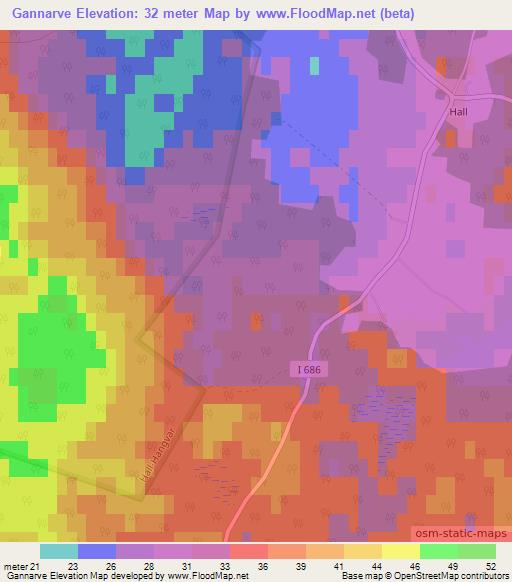Gannarve,Sweden Elevation Map