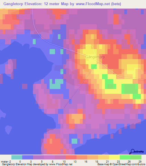 Gangletorp,Sweden Elevation Map