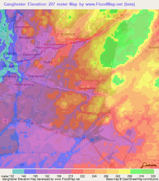 Ganghester,Sweden Elevation Map