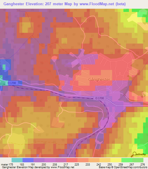 Ganghester,Sweden Elevation Map