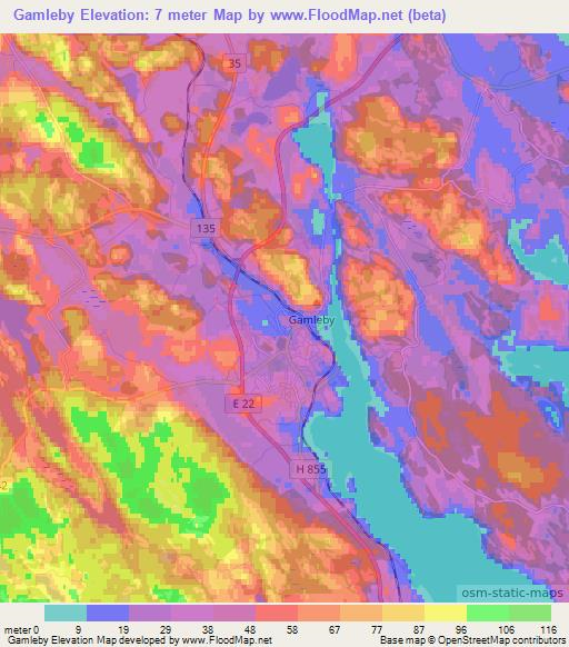 Gamleby,Sweden Elevation Map