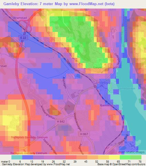 Gamleby,Sweden Elevation Map