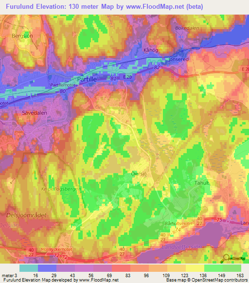 Furulund,Sweden Elevation Map