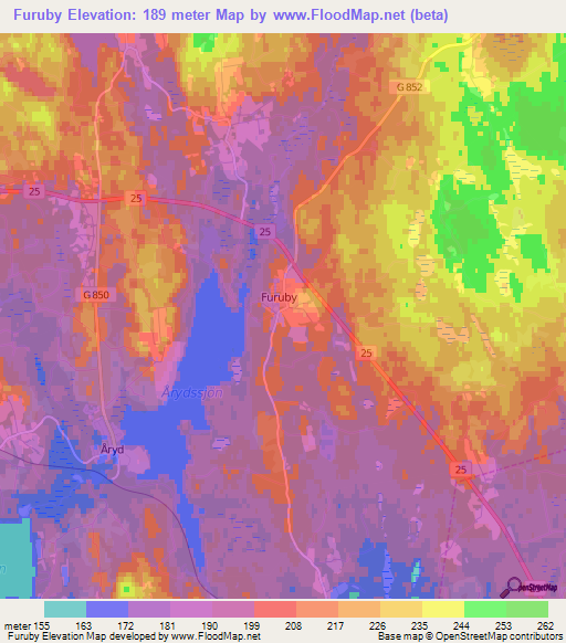 Furuby,Sweden Elevation Map