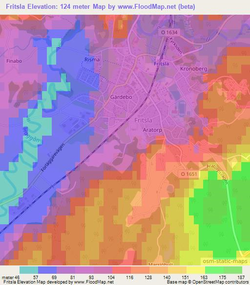 Fritsla,Sweden Elevation Map